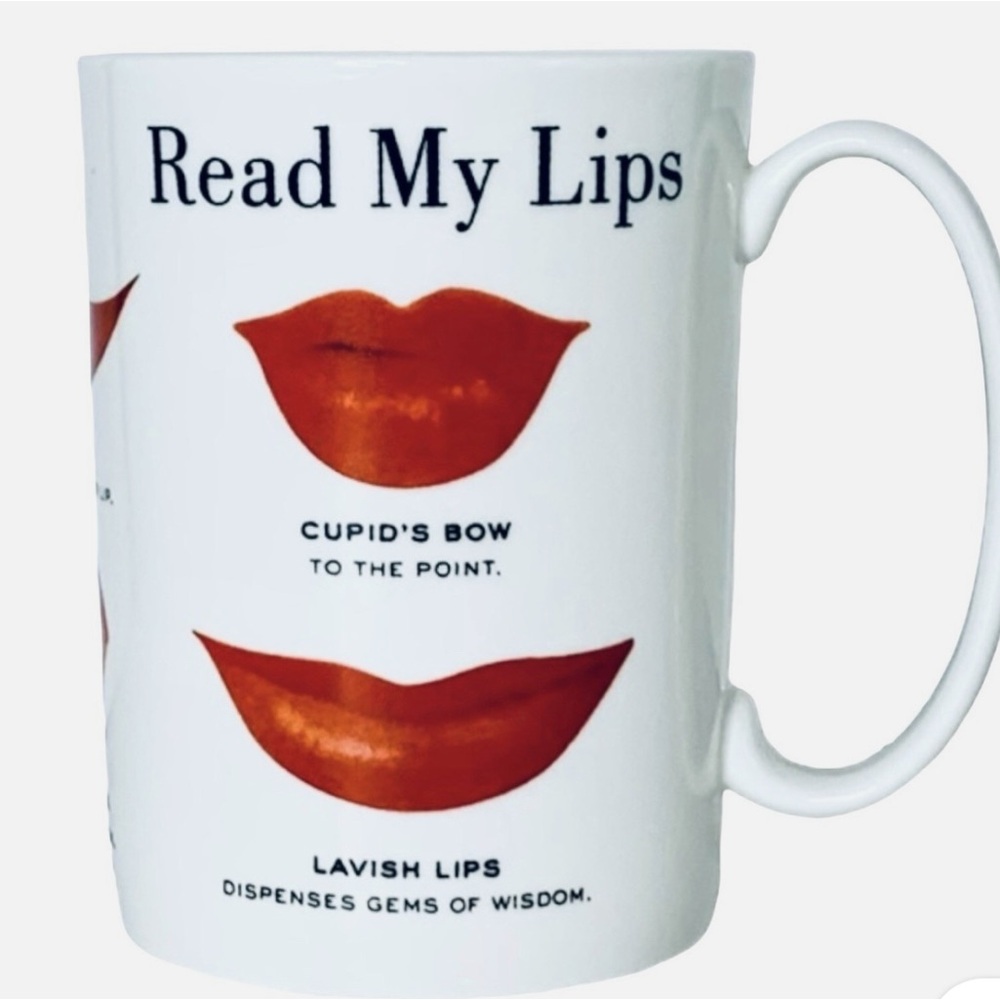 Lenox Kate Spade‎ SNAP HAPPY Read My Lips White Red Porcelain Coffee Mug NEW
